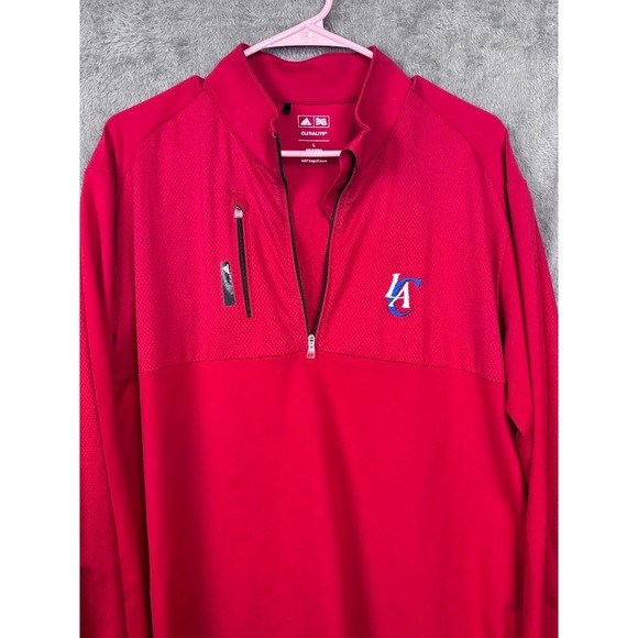 Adidas ClimaLite Pullover Red Los Angeles LA Quarter Zip Golf Activewear Top - Picture 1 of 8